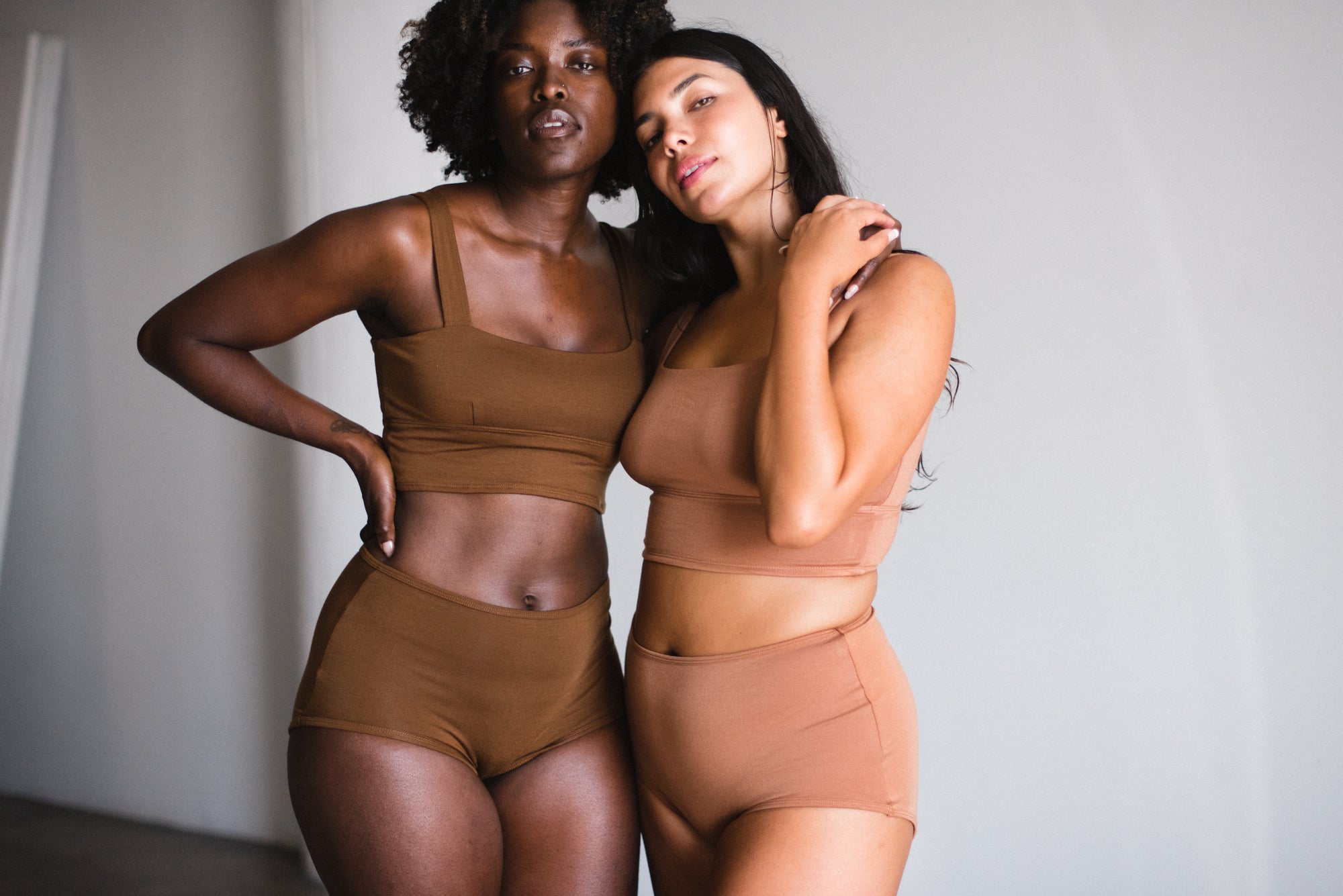 underwear in deep nude and medium nude. ethically and sustainably made.