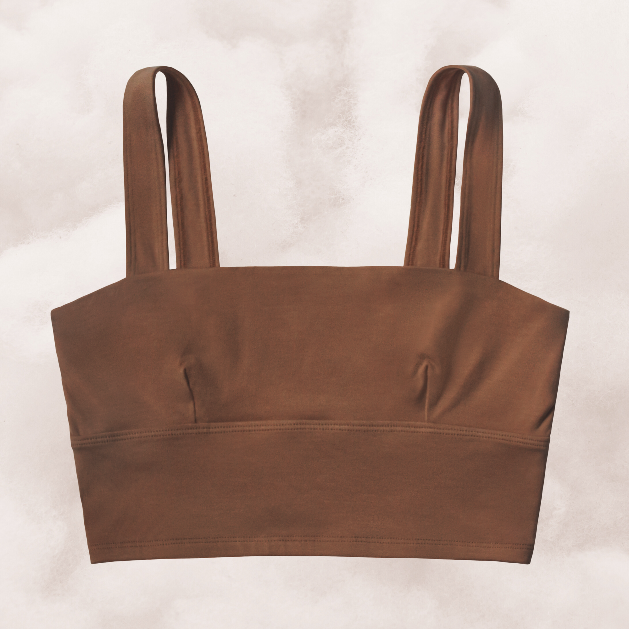 proclaim organic cotton square neck bralette in ella nude deep nude brown tone