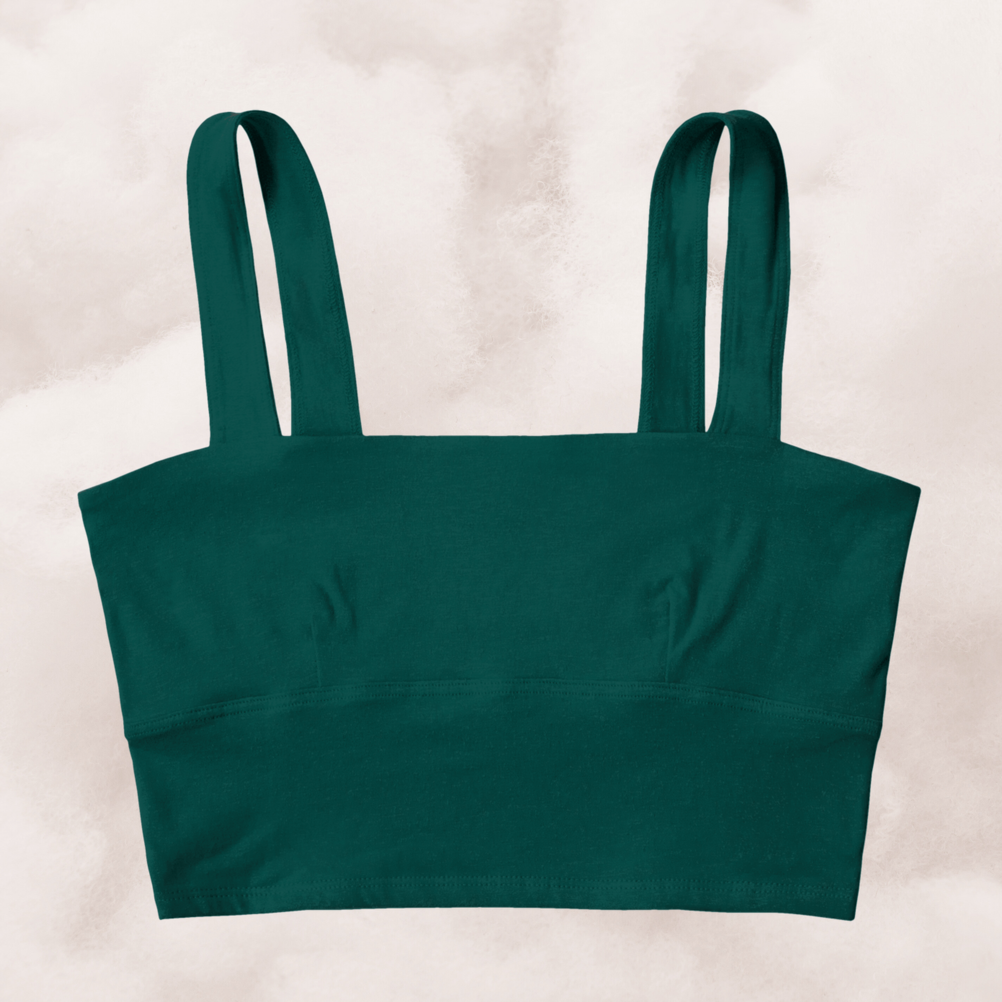 proclaim organic cotton square neck bralette in lagoon dark green