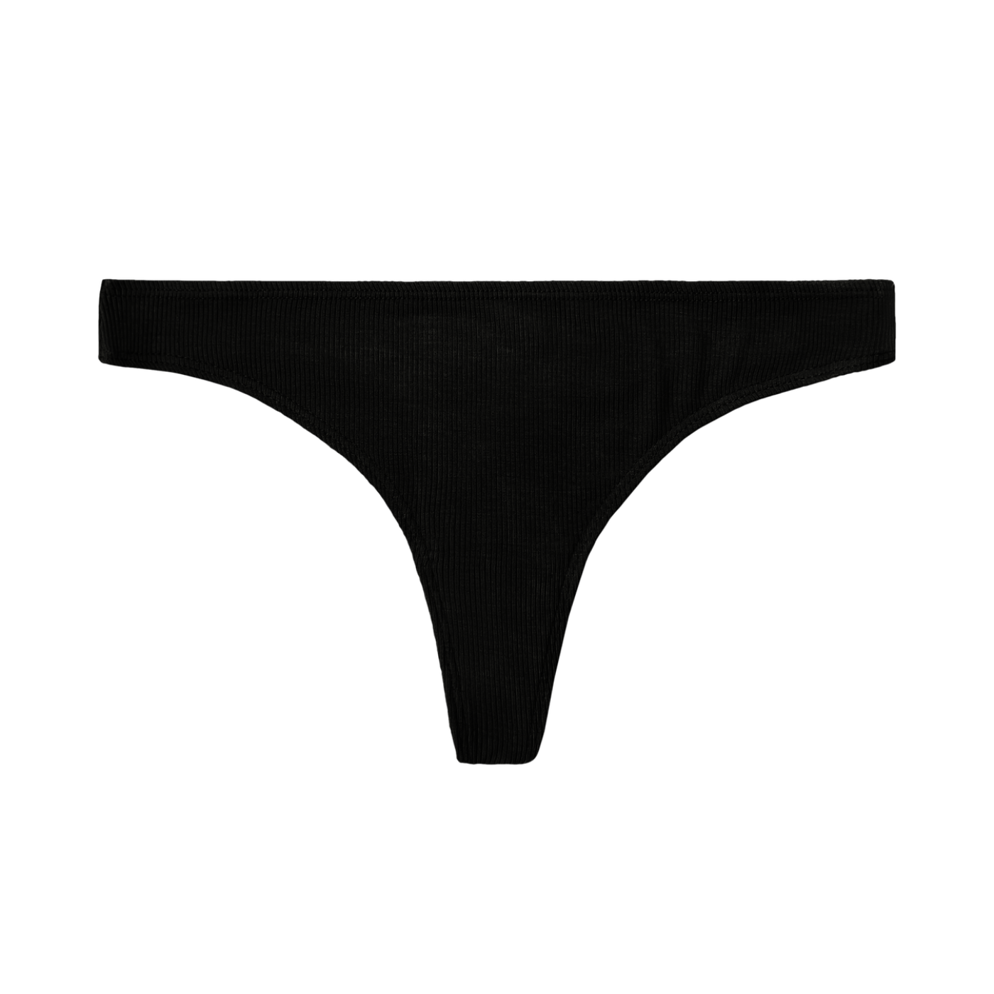 ribbed tencel thong in black