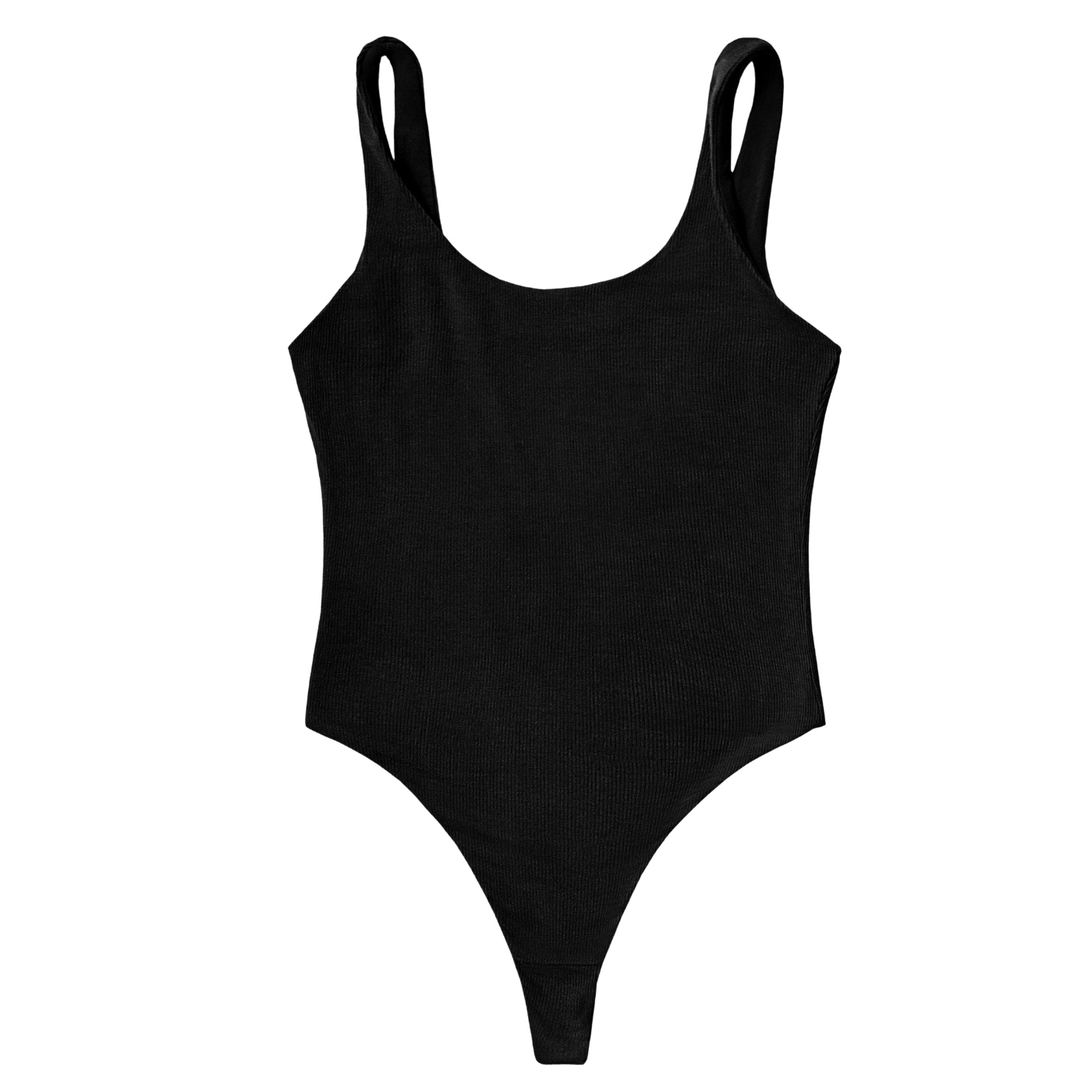 flat lay image of black bodysuit
