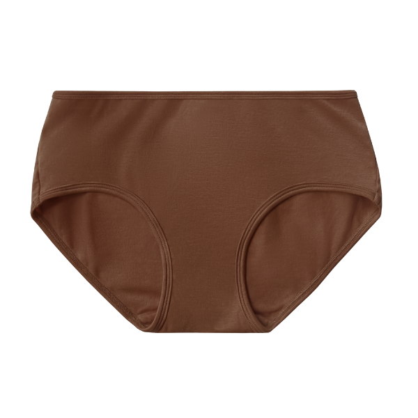 PROCLAIM tencel Mid-rise brief in Ella nude, a chocolate brown tone.