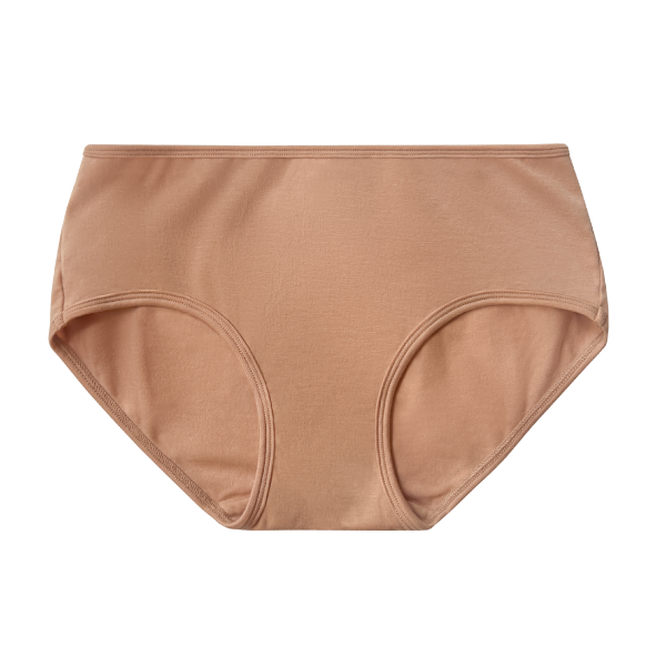 PROCLAIM tencel Mid-rise brief in Maya nude, a caramel tone.