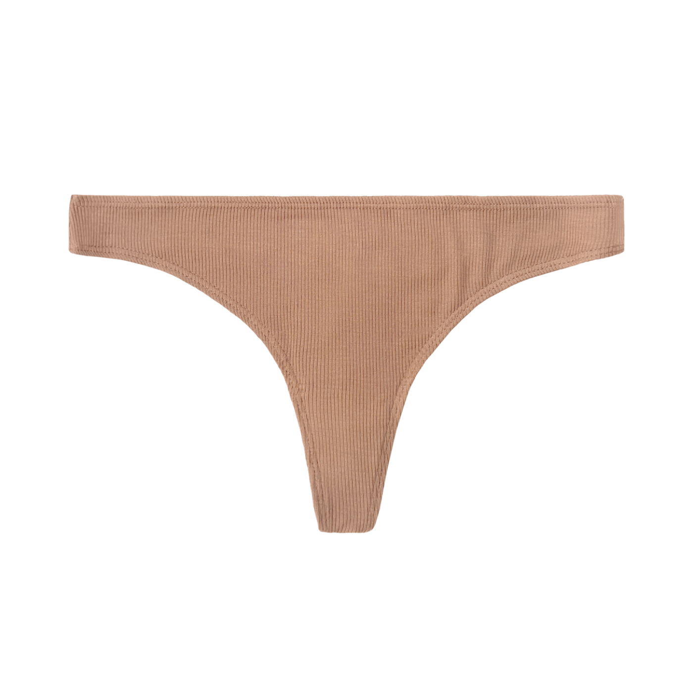 ribbed thong in maya nude, a caramel brown tone